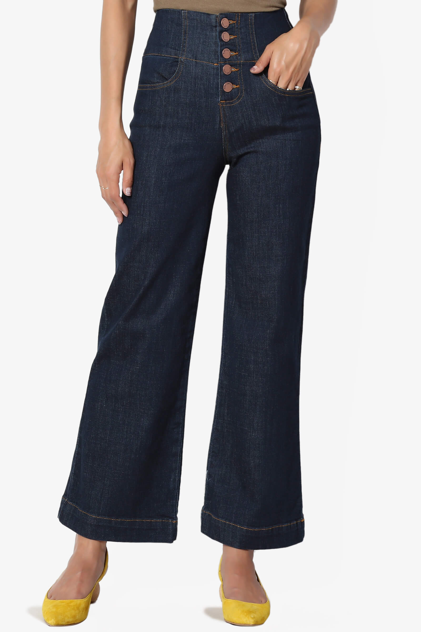 button fly high rise jeans