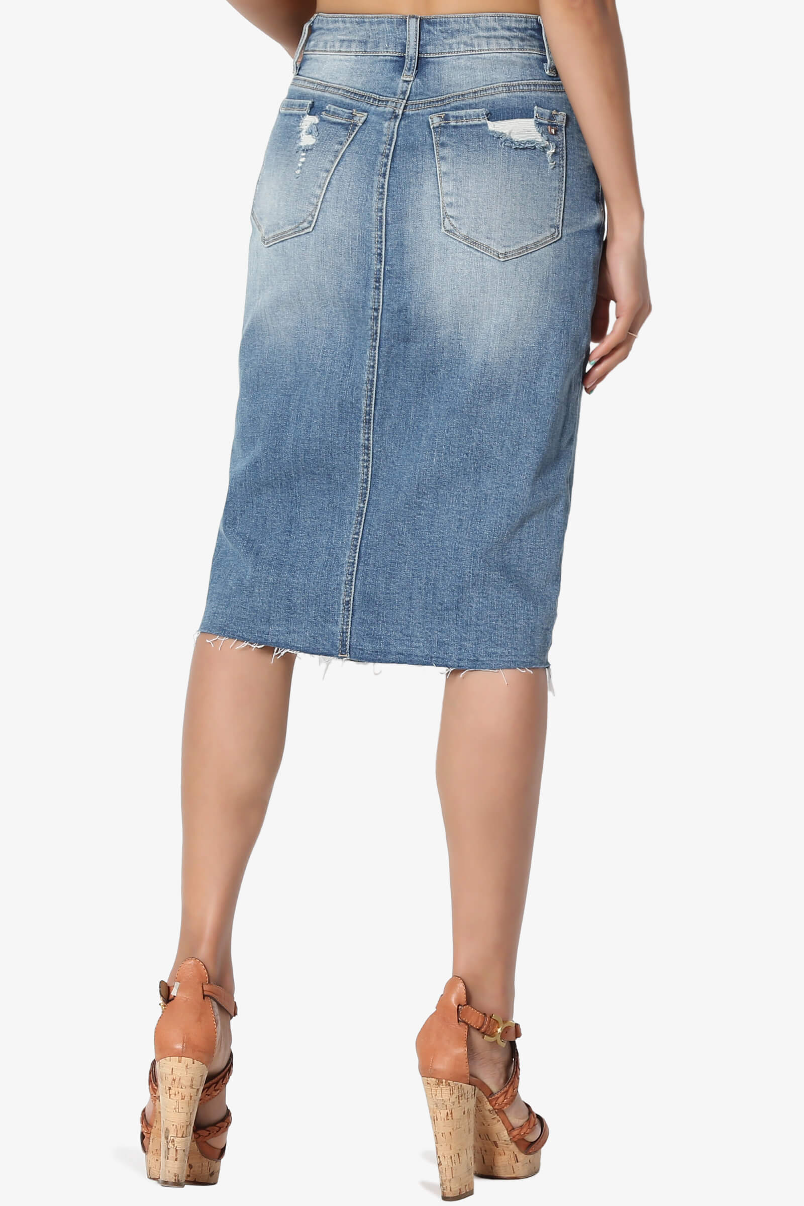soft denim skirt knee length