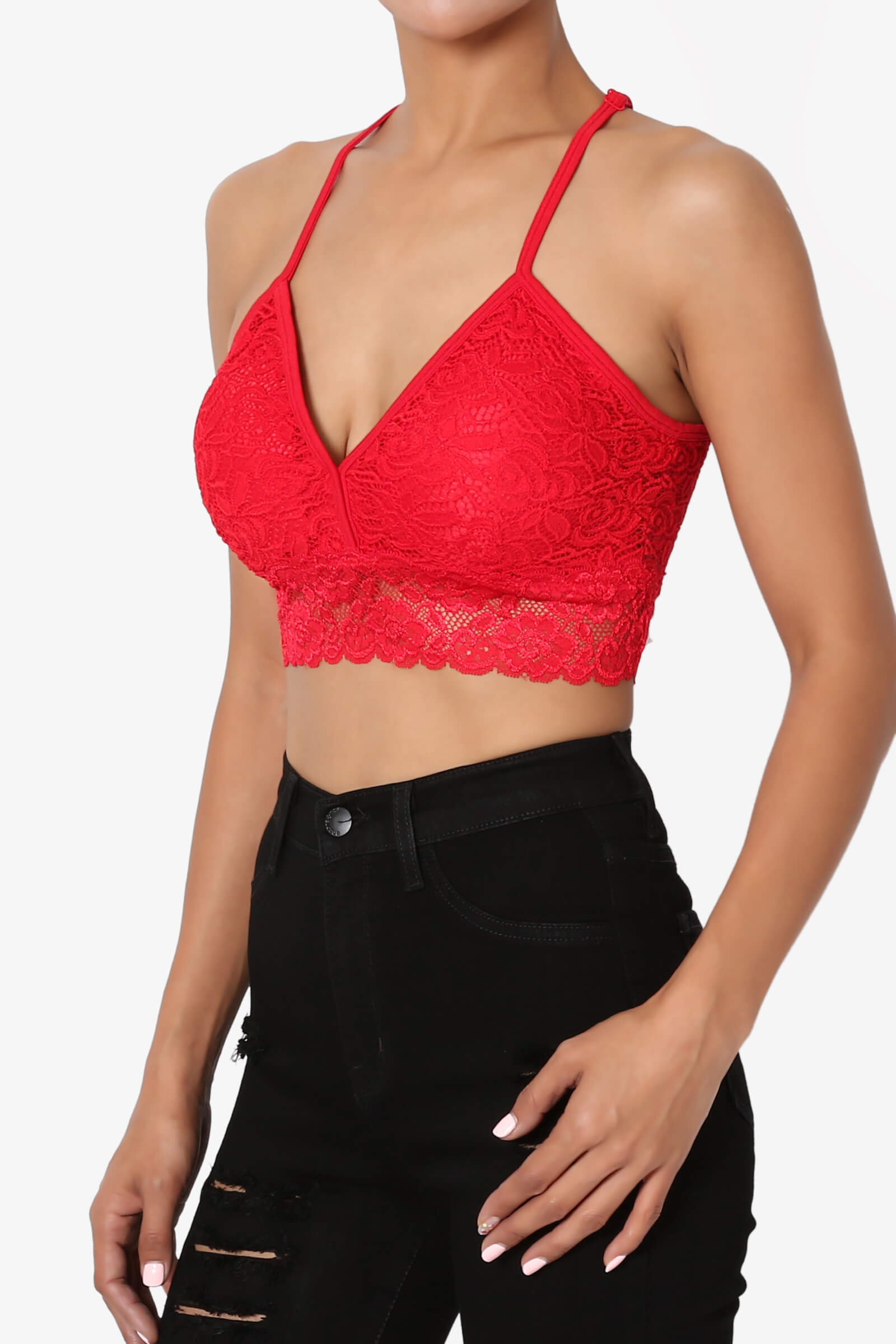 red crop bralette