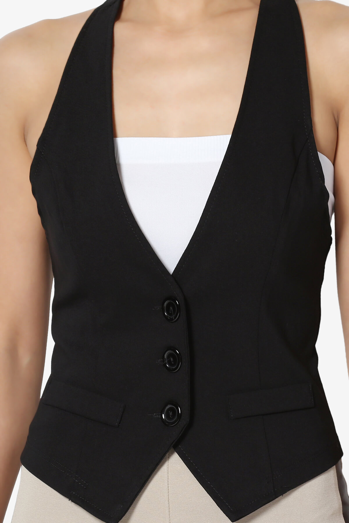 TheMogan Women S~3X Dressy Casual Classic Racerback Vest 3 Button Suit ...