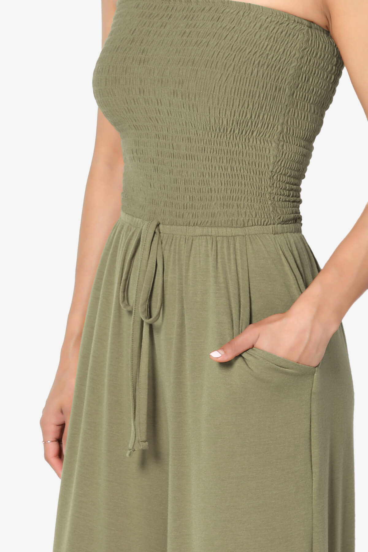 ZESICA Women's Casual Off Shoulder Solid Color Strapless Belted Wide Leg Jumpsuit Romper